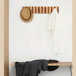 porte sacs mural moderne bois naturel crochets lampe livre minimaliste adhésif
