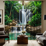 rideau imprimé jungle cascade moderne vert gris beige 100 polyester 60x150CM 75x166CM 105x230CM 130x210CM
