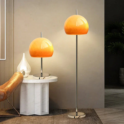 Lampe champignon orange en verre rétro - vue de face