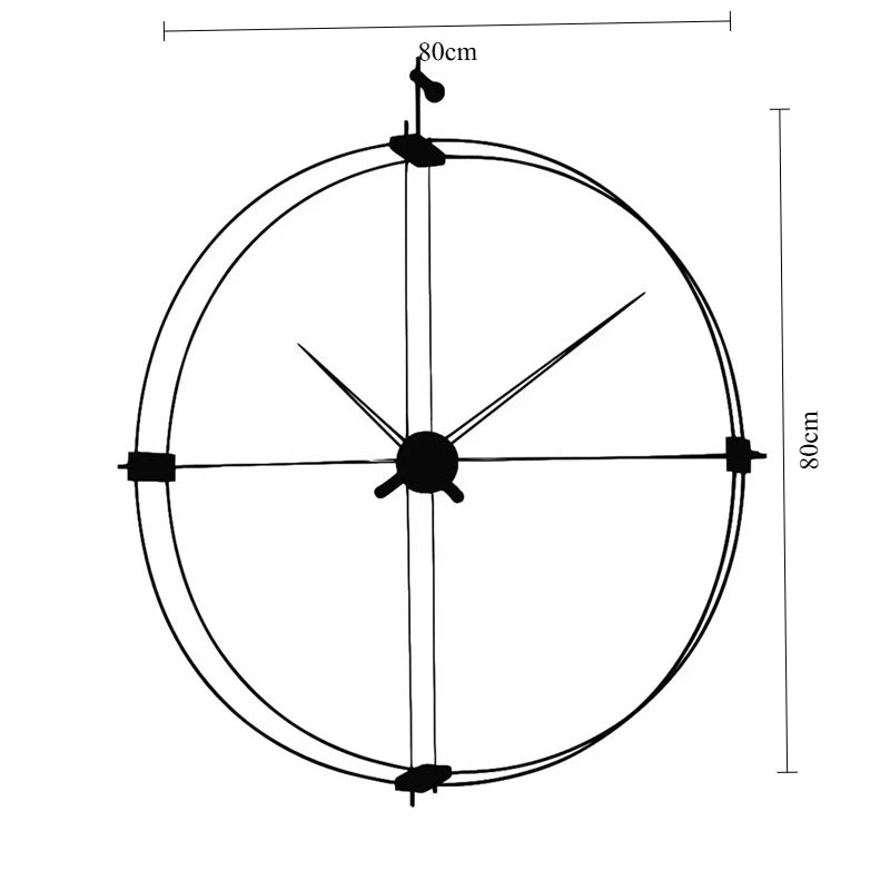 horloge murale moderne minimaliste double face métal noir aiguille quartz silent living room