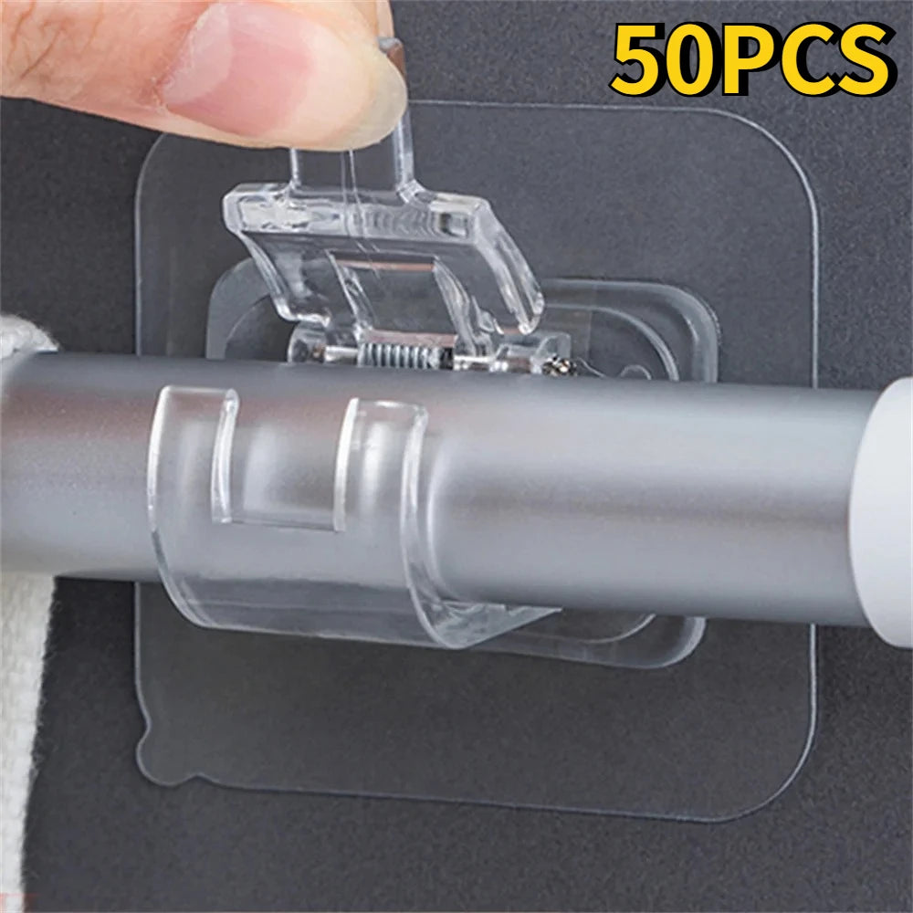 crochet autocollant transparent tige rangement adhésif support moderne clip fixation sans perçage rideau fenêtre