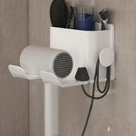 support mural rotatif sèche cheveux rangement brosse cheveux ciseaux brosse dents moderne gris blanc