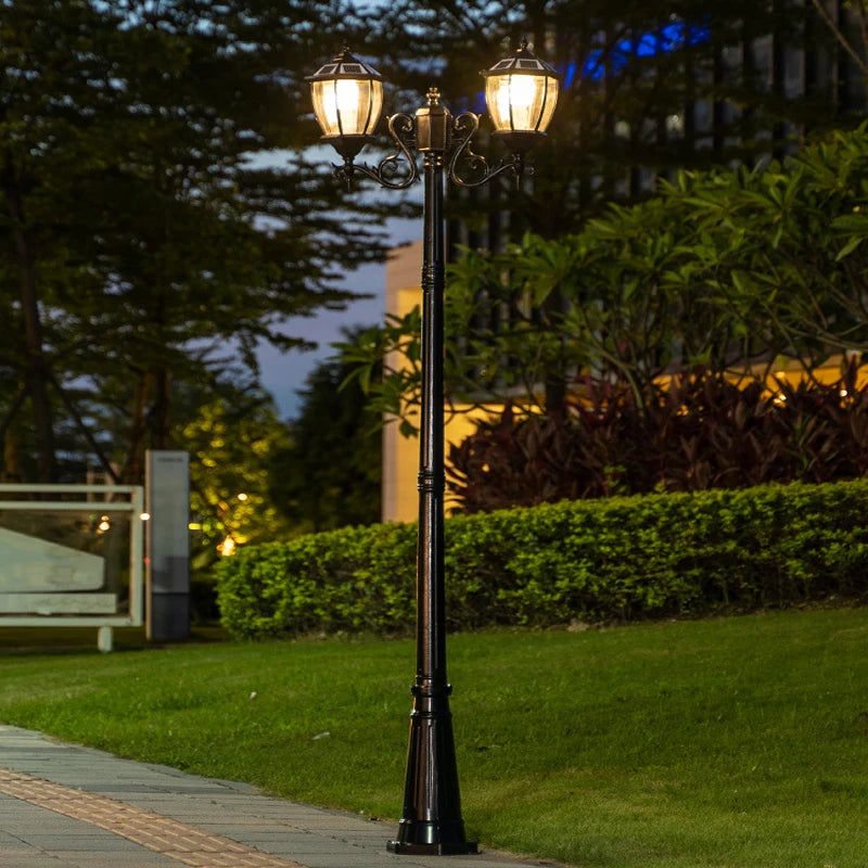 lampe rue solaire led doré noir élégante vintage ip65 durable industrielleextérieur