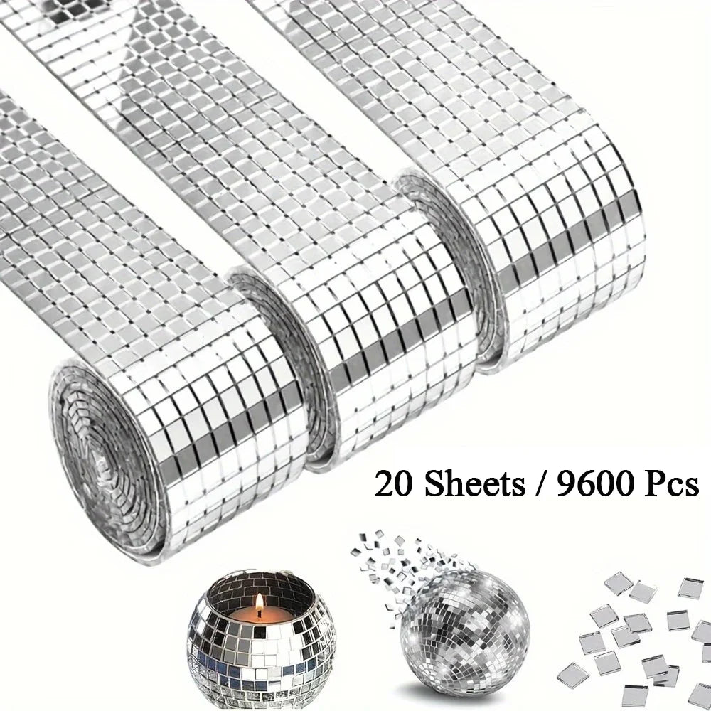 Stickers muraux auto adhésifs carreaux miroir argentés moderne diy 20 feuilles 480 pièces each