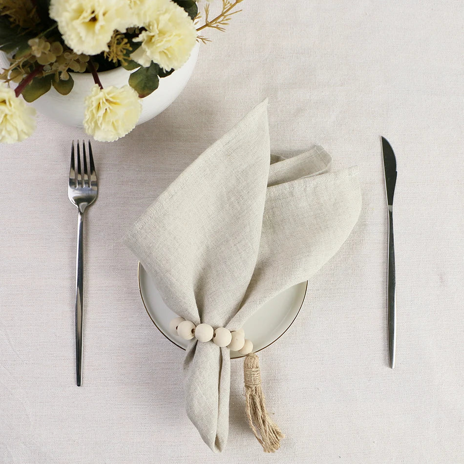 serviettes lin naturel beige clair orange blanc gris rose pâle tissu doux classique rustique