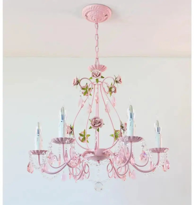 lustre moderne rose cristal fleurs classique romantique suspension chaîne semi encastrée đèn chùm