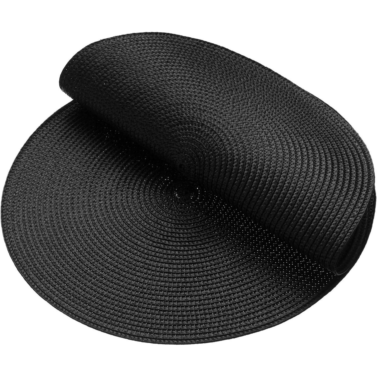 placemats noirs tissés anti dérapants résistants chaleur modernes faciles nettoyer pp respectueux l'environnement