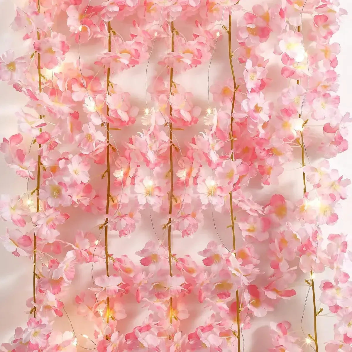 guirlande fleurs cerisier led rose doré tiges flexibles décoration romantique chambre table événement