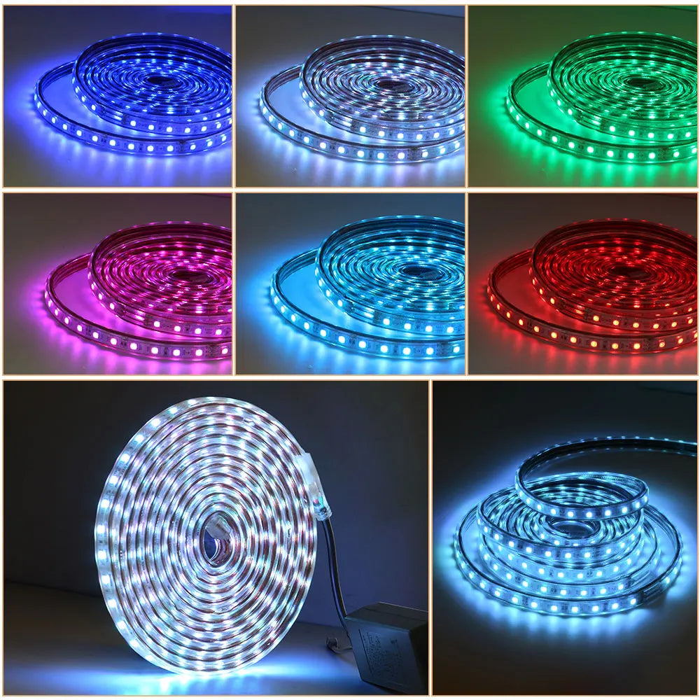 ruban led blanc moderne 220v rgb télécommande adaptable intérieur extérieur