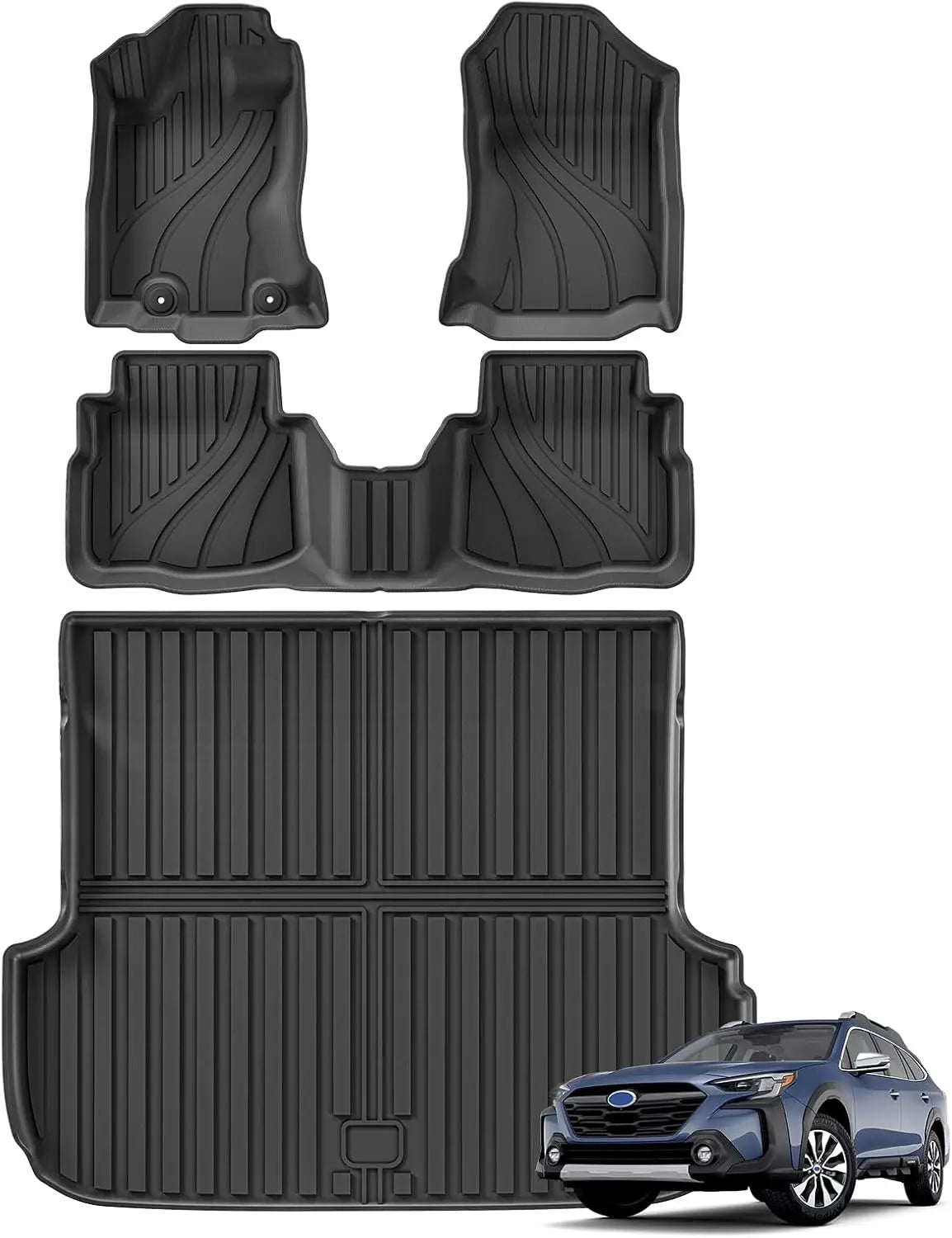 tapis sol voiture noir rayures horizontales moderne antidérapant waterproof clips inclusion full set