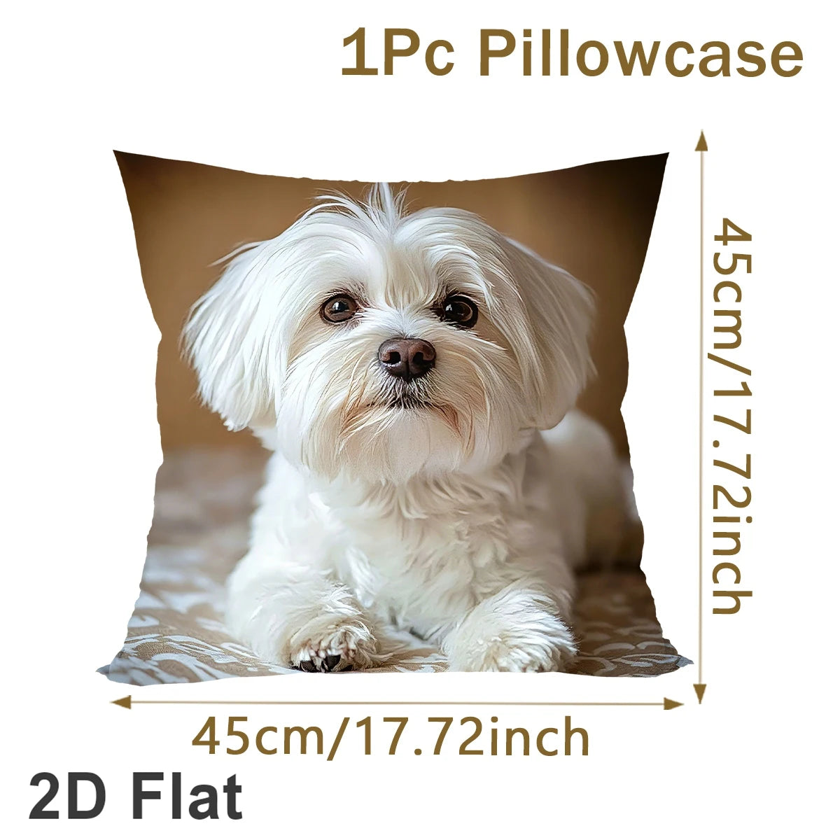 housse coussin chien blanc motif moderne polyester peacheskin fixation salon canapé chambre