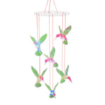 décoration fenêtre mobile oiseaux colibri strass lumineux artisanal vert rose bleu