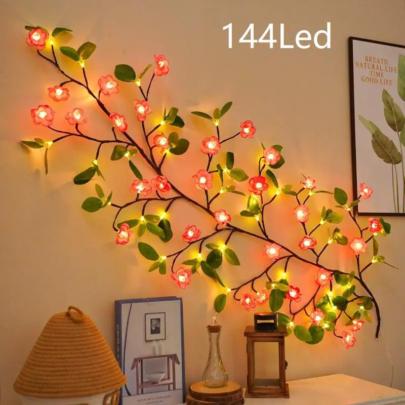 décoration murale guirlande lumineuse feuilles érable fleurs branches flexibles led