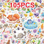 sticker anime pokemon kawaii musiquesommer watercolor enfants ado adultes 105pieces orange bleu rose vert