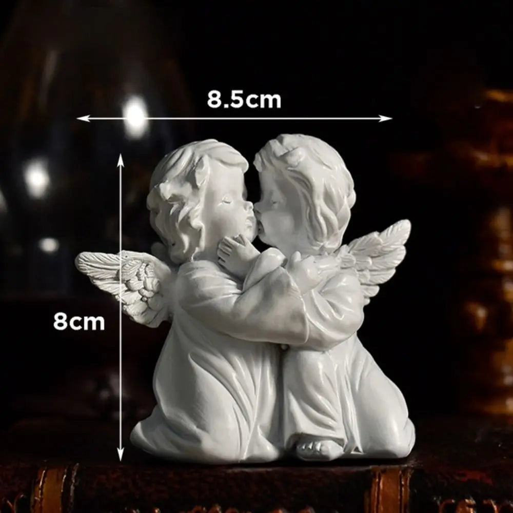 statuette ange résine blanche classique livre coquillage ornement sans odeur sculpteur fée