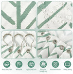 rideau douche moderne motif rayures vertes opacité tissu polyester blanc dimensions variées anneau métallique