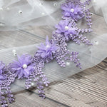tissu dentelle polyester coton blanc noir rose clair violet fleurs romantique élégant DIY decoration