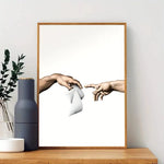 toile d'art main humaine moderne blanc beige gris sans cadre