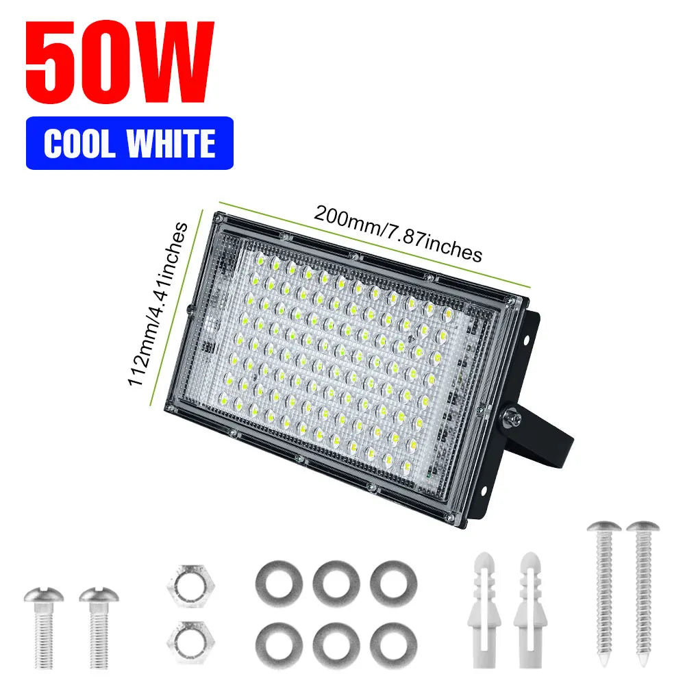 projecteur led extérieur ip65 220v blanc froid moderne réverbere mur vis fixations aluminium