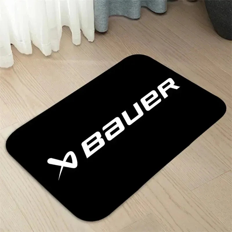 tapis toilette noir logo bauer motif points moderne 80x120cm 120x160cm 40x60cm