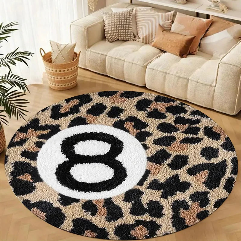 tapis léopard noir beige antidérapant moderne salon chambre intérieur extérieur polypropylène polyester feutre