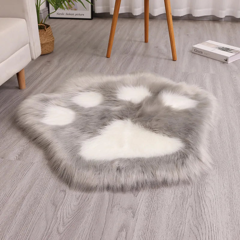 tapis fourrure paws noir blanc gris rose moderne lavable machine doux