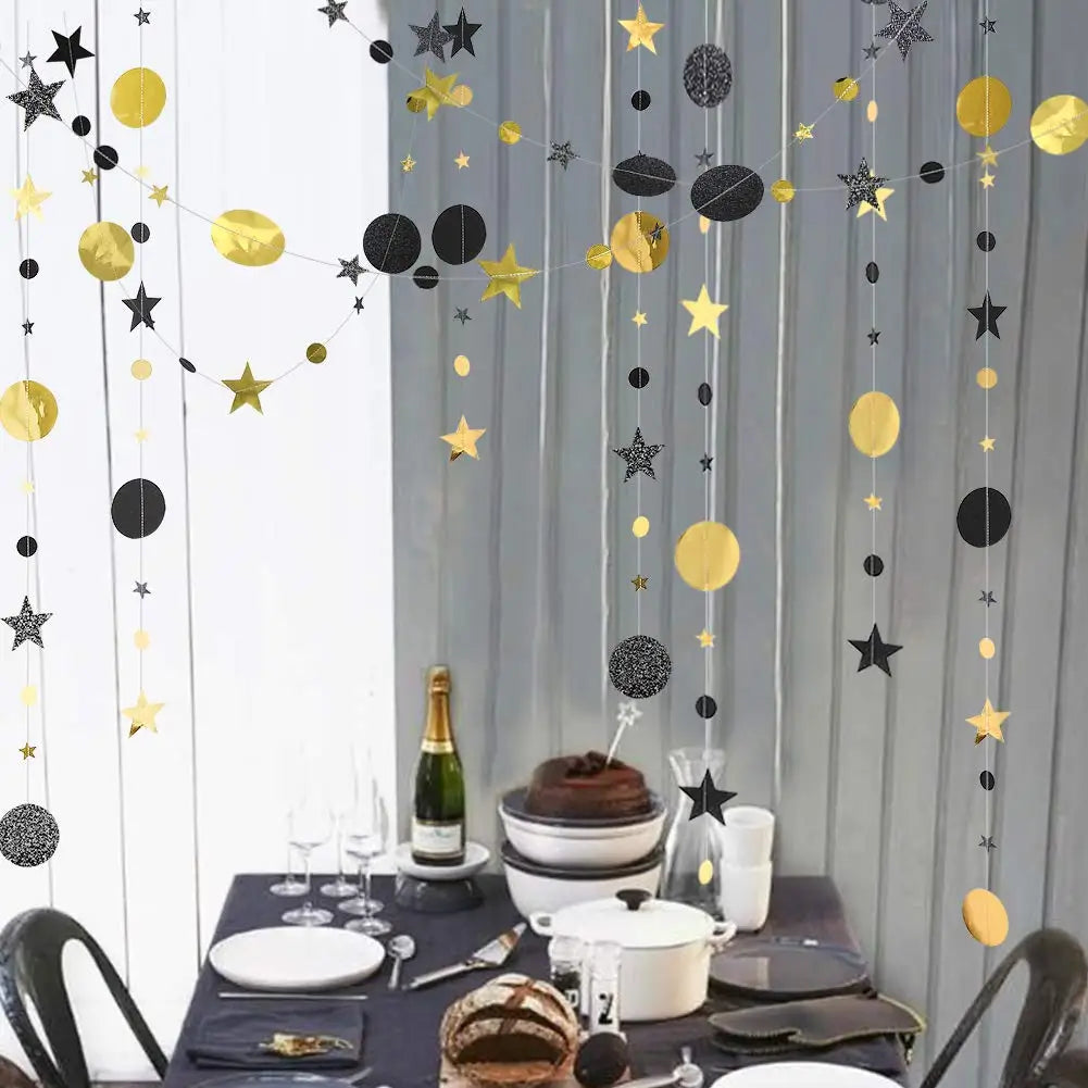 guirlande or argent étoiles paillettes festives moderne anniversaire mariage deco chambre fil suspension disco