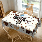 nappe rectangulaire moderne blanche grains tasse lettering polyester événements table décorationversible