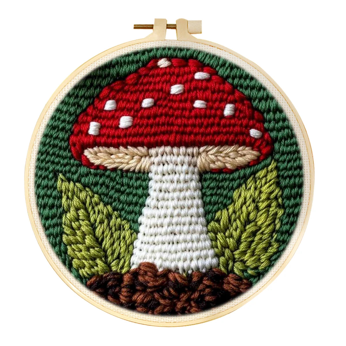 kit broderie punch needle débutants motif floral aiguille fil tissu multicolore artisanal instructions anneaux