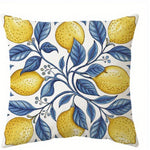 taies d'oreiller décoratives imprimées citrons feuilles bleu moderne maison lit