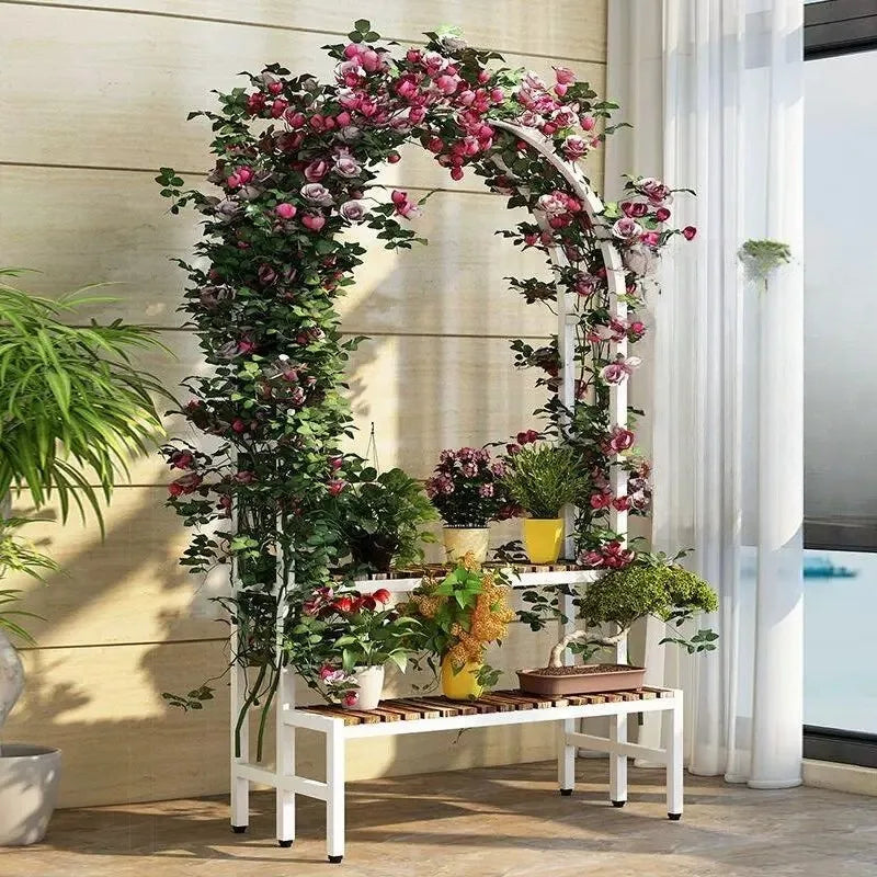 arche jardin étagères blanc noir bois métal moderne pot plante artificielle différents tailles couleursextérieurintérieur