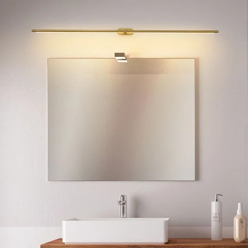 lampe miroir murale led moderne salle bain chambre noir or brillant