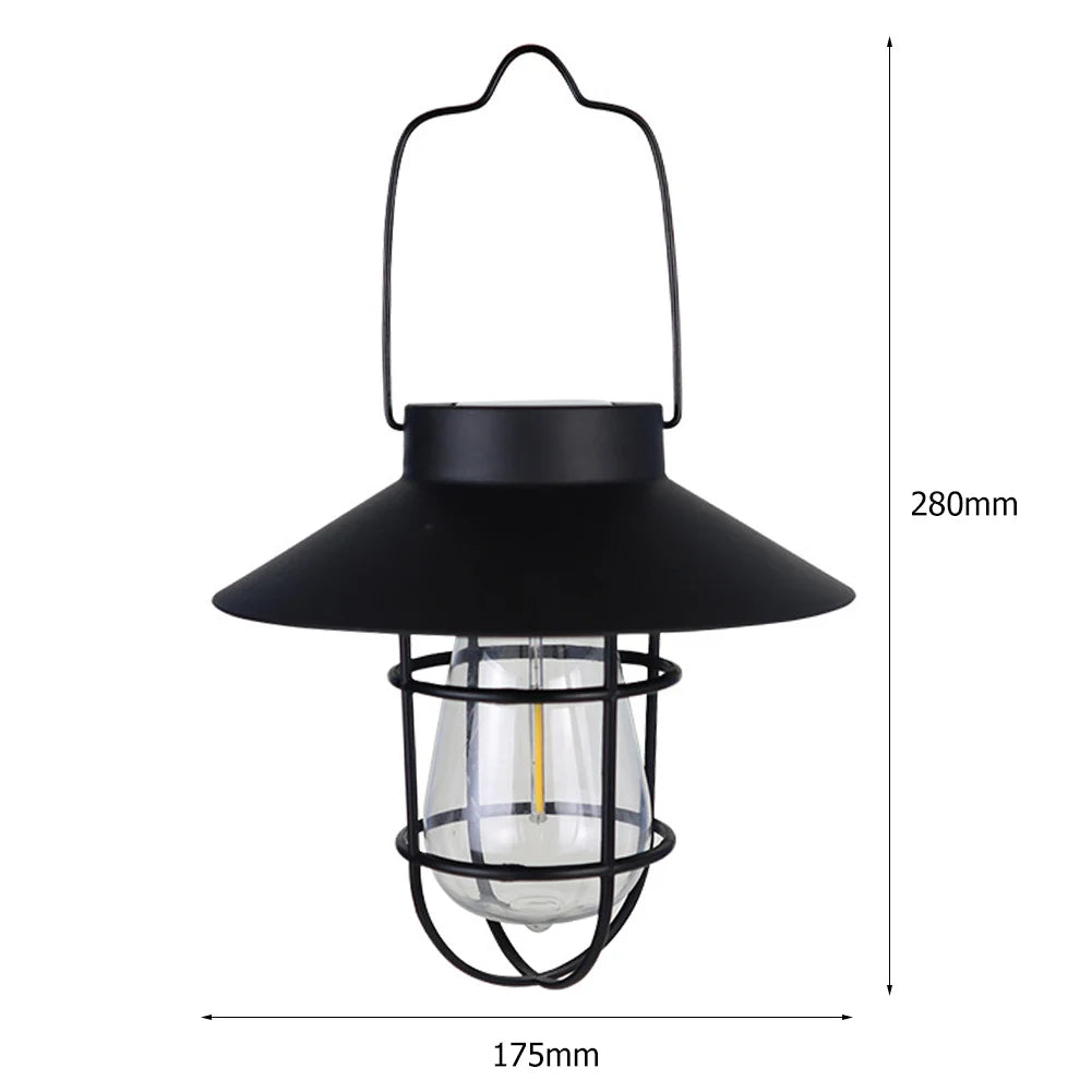 lanterne solaire vintage industrielle rustique verre transparent métal texturé annuel suspension planteoireextérieur jardin patio
