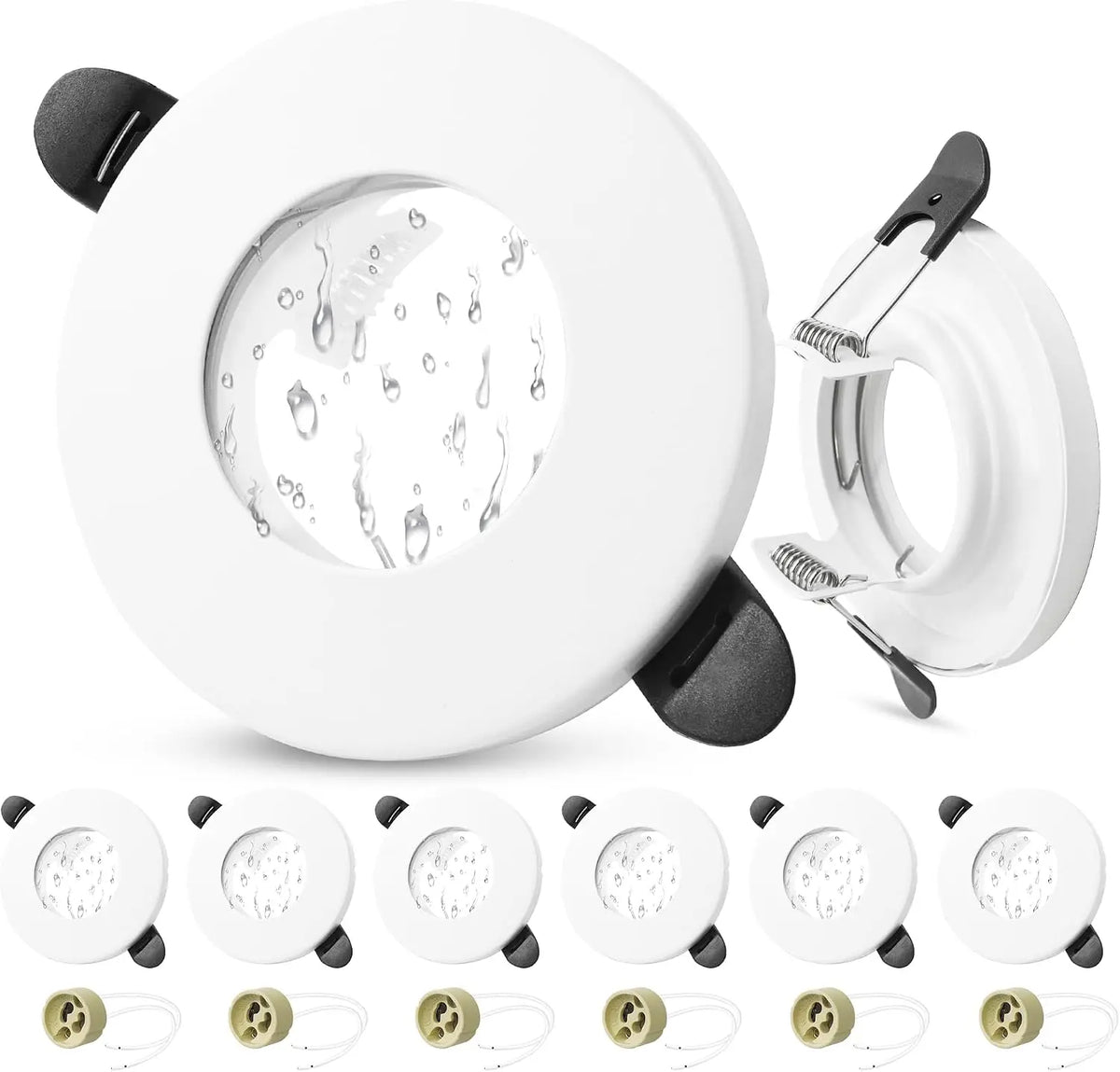 spots led blancs transparents moderne gouttes d'eau clips inclusées étanches ip65
