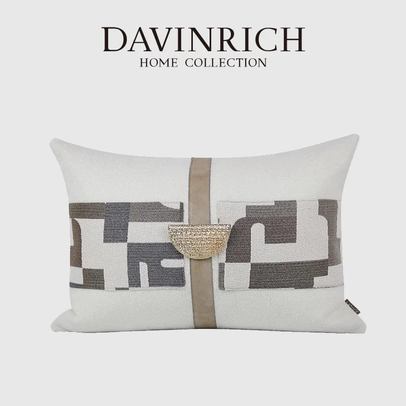 taies d'oreiller deco geometrique blanc gris polyester respectueux environnement contemporain opacité adhésif maison 35x50cm