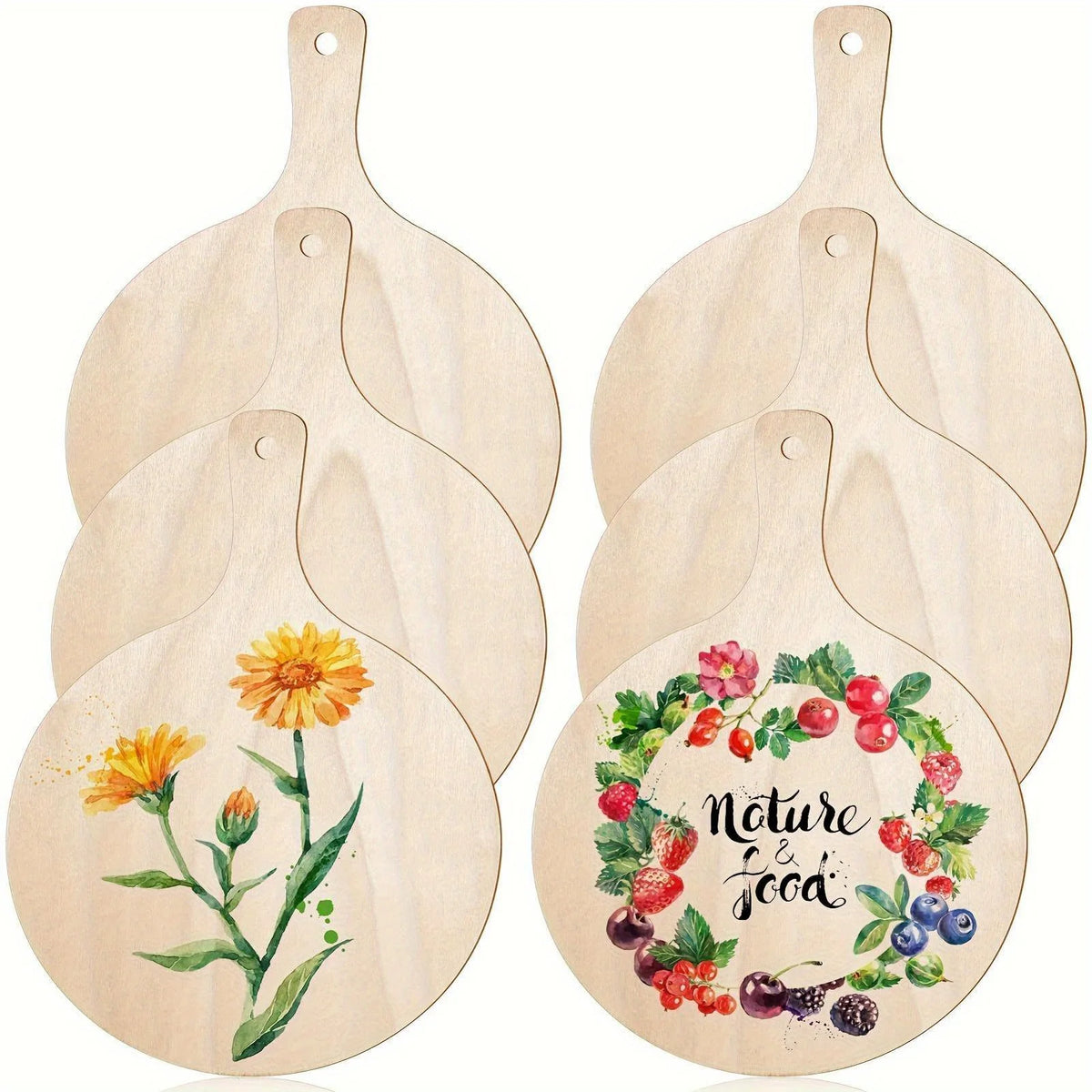planches découper bois naturel floral moderne pièces fromage charcuterie festive