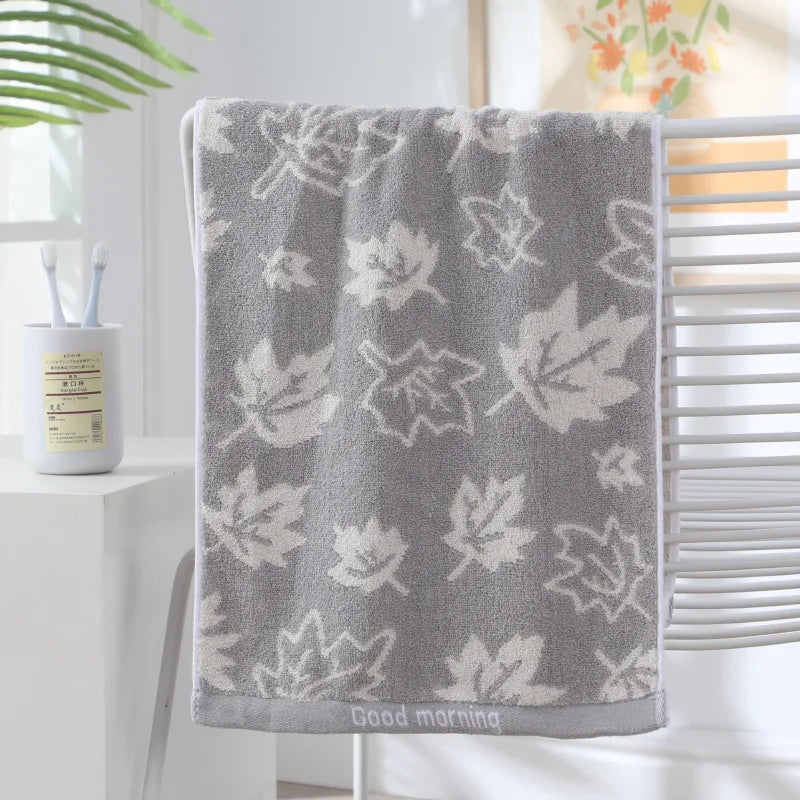 serviettes coton gris rose jaune feuilles stylisées séchage rapide machine moderne clips