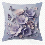 taies d'oreiller violet fleurs papillons moderne polyester 45x45cm zipper closure décoration chambre coucher maison
