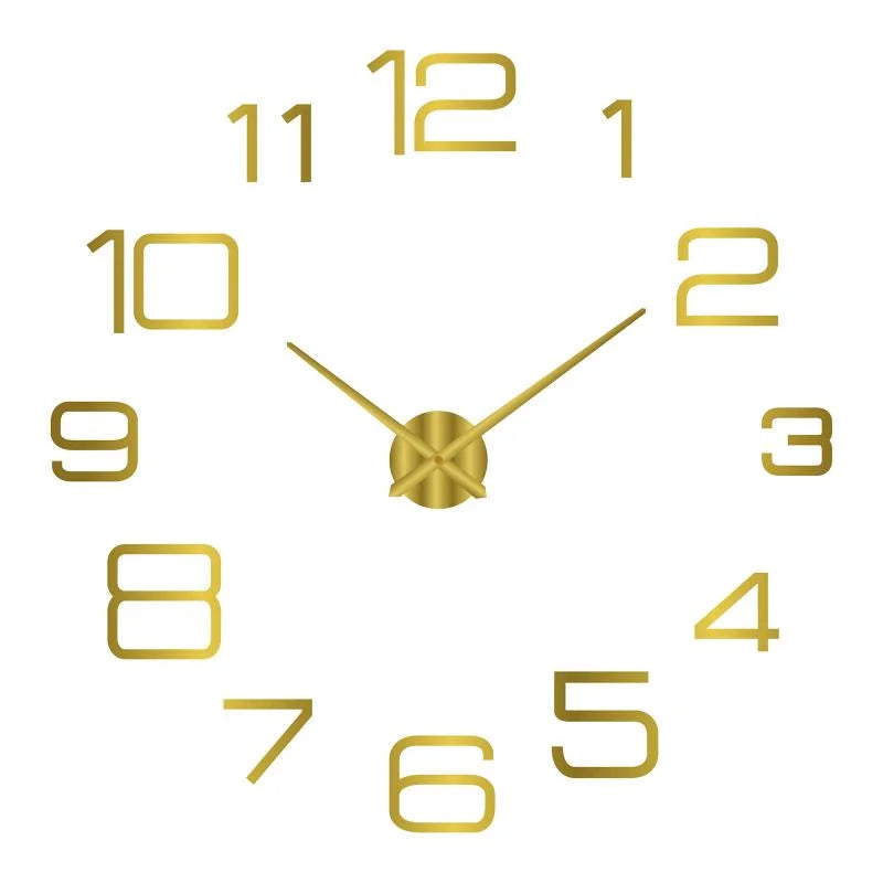 horloge murale 3D lumineuse verte rouge dorée moderne adhésive 50cm 40cm numéros blancs