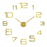 horloge murale 3D lumineuse verte rouge dorée moderne adhésive 50cm 40cm numéros blancs