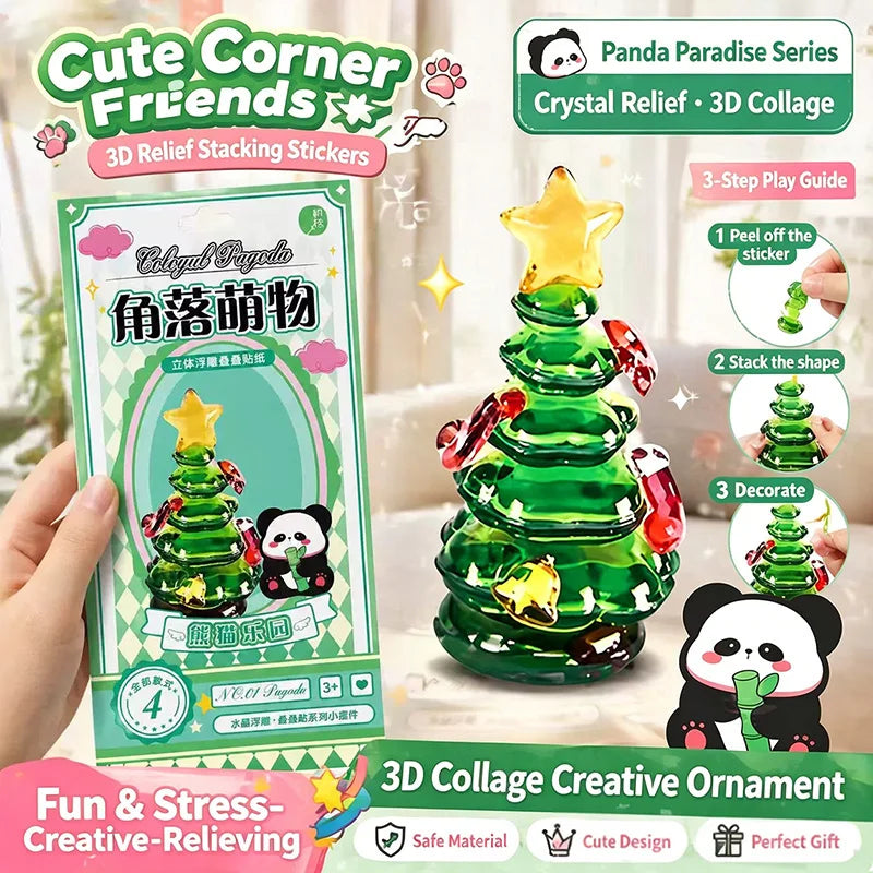 stickers 3d créatifs empilables enfants motifs noël fêtes animaux adhésifs multicolores