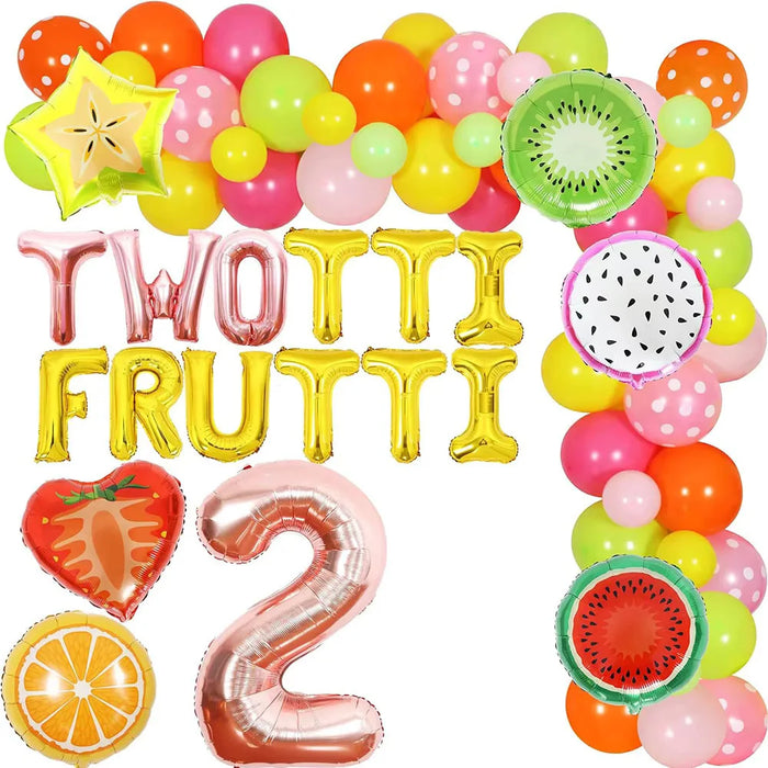 Kit décoration anniversaire fille 2 ans avec guirlande ballons fruits d'été