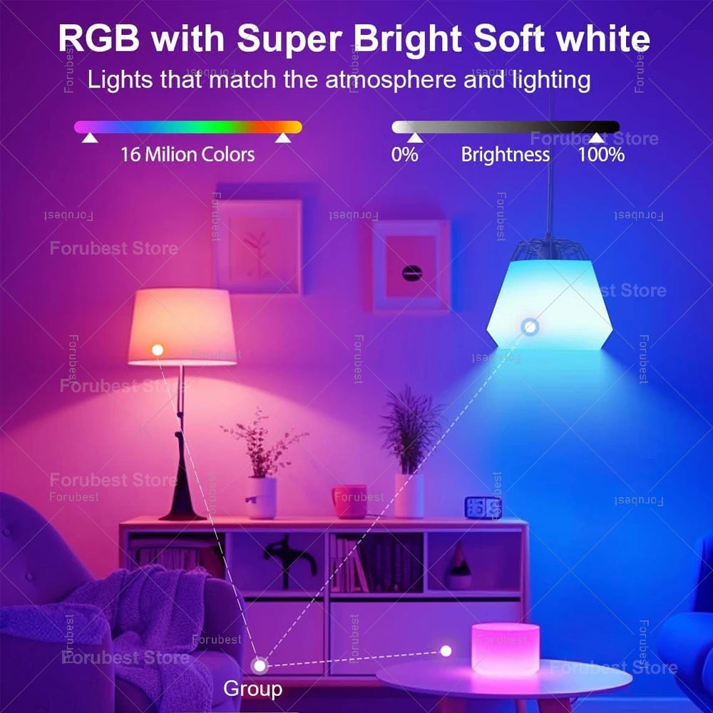ampoule led intelligente e27 blanc multicolore wifi bluetooth decoration maison moderne