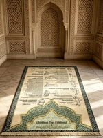 tapis traditionnel géométrique polyestère beige vert noir franges classique İslam