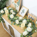 guirlande florale artificielle vertes feuilles blanches roses décoration romantique intérieur mariage anniversaire