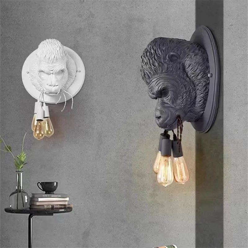 Lampe murale tête de chien en résine - Style loft et bar vintage