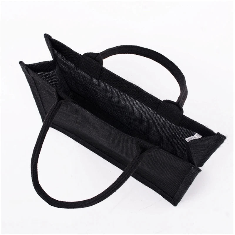 sac main jute noir utilitaire réutilisable pliable mariage festif organisateur cadeaux
