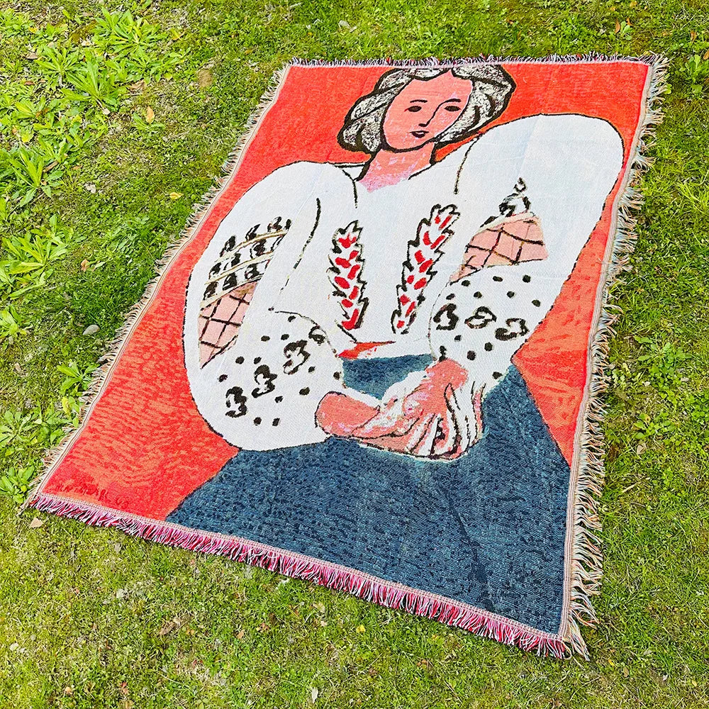 couverture décontractée lit polyester coton motif matisse abstrait fleurs personnages voyage