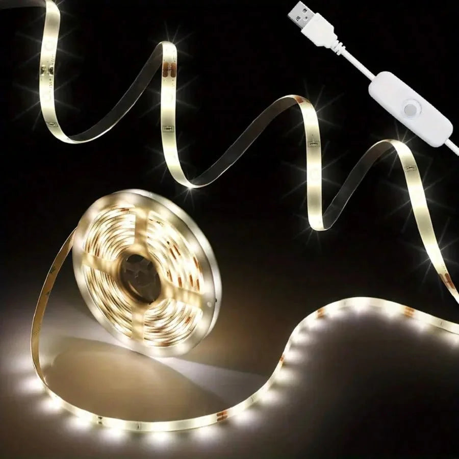 ruban led flexible blanc moderne interrupteur connecteur usb adhésif éclairage cuisine décoration chambre salon