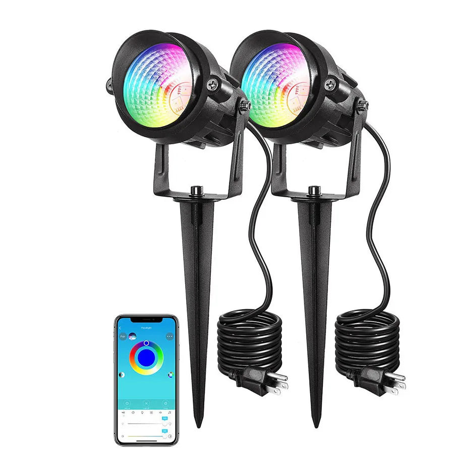 projecteurs led extérieurs modernes ip65 15w rgb noir aluminium bluetooth